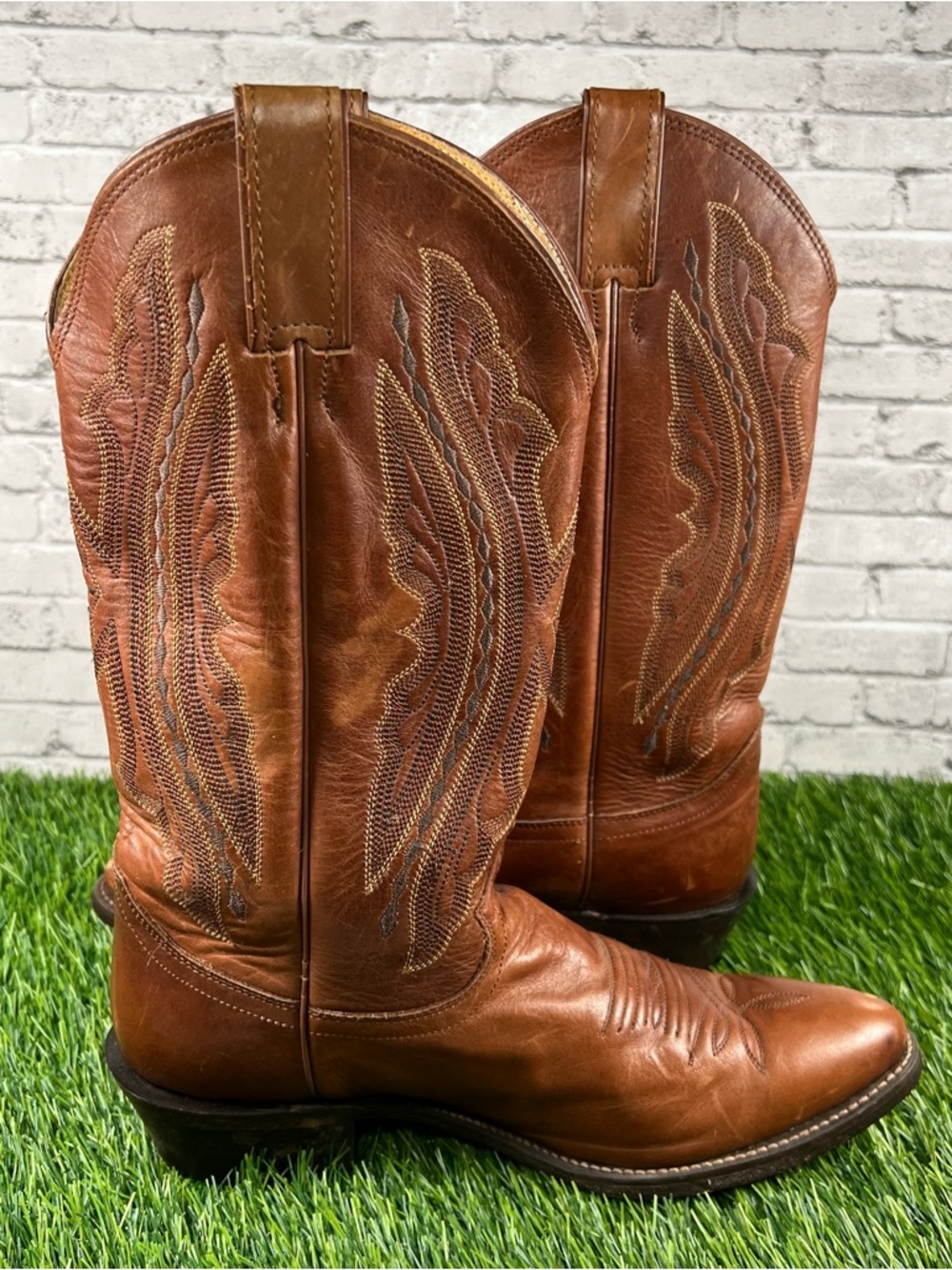 VTG MENS JUSTIN COWBOY BROWN BOOTS SIZE 9 D - Picture 6 of 10